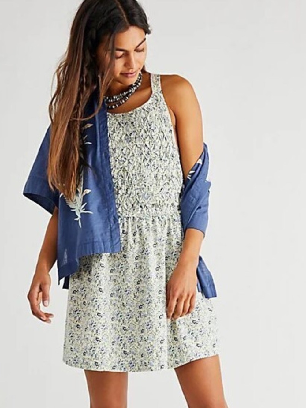 Free People Petunia Mini Dress in a floral print - size Medium